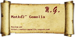 Matkó Gemella névjegykártya